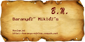 Baranyó Miklós névjegykártya